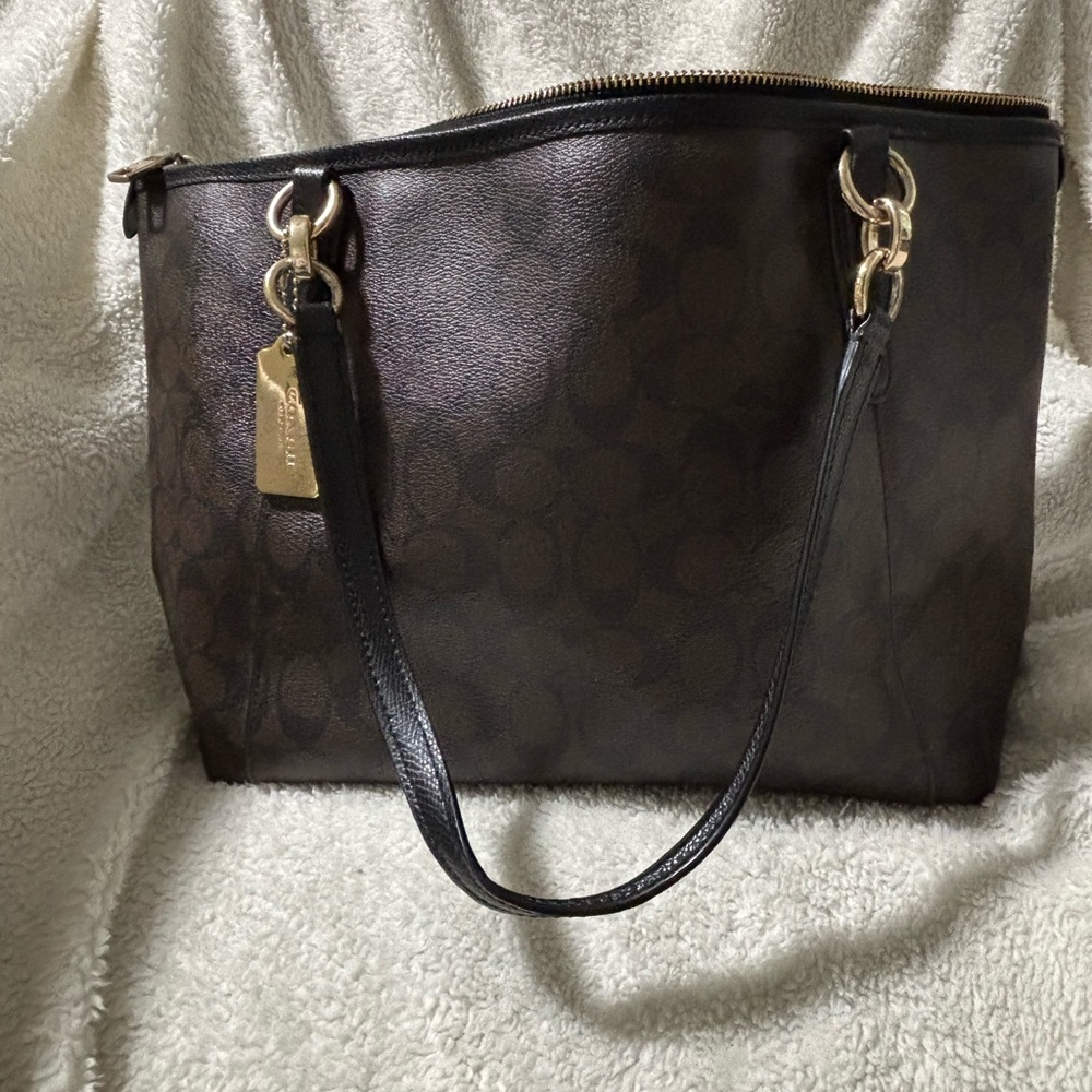 Coach Dark Brown Signature Tote